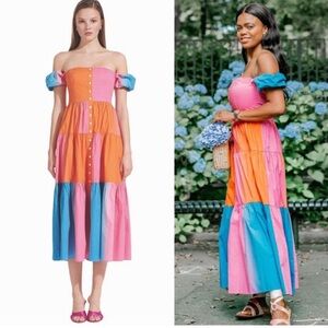 STAUD Elio Dress In Hibiscus Multi Size 4